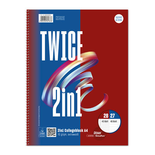 Spirálfüzet A/4 80lap URSUS Staufen Advanced A/4 2in1 80 lapos 48 kockás + 32 vonalas