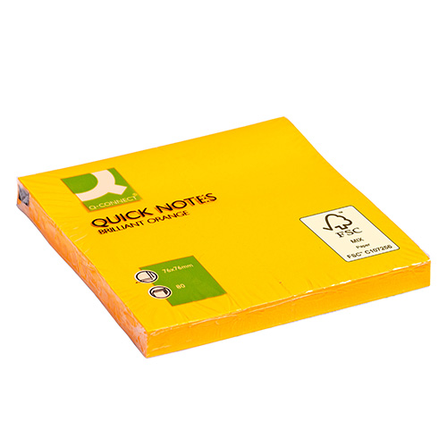 &#214;ntapad&#243;s jegyzett&#246;mb 76x76mm neon 6x80 lap Q-CONNECT neonnarancs