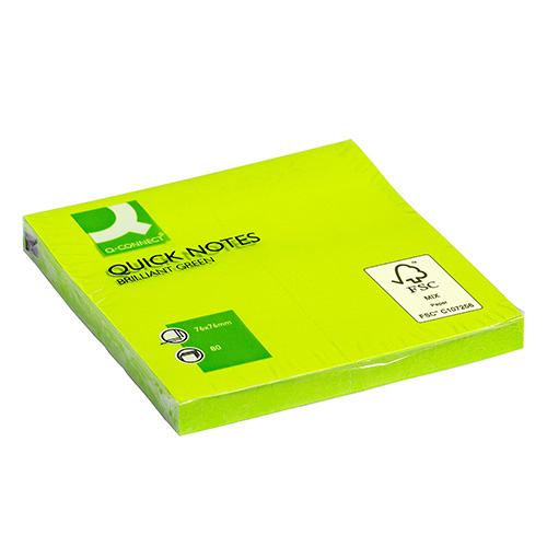 &#214;ntapad&#243;s jegyzett&#246;mb 76x76mm neon 6x80 lap Q-CONNECT neonz&#246;ld