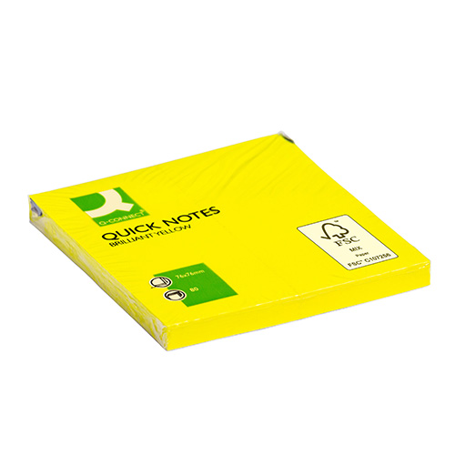 &#214;ntapad&#243;s jegyzett&#246;mb 76x76mm neon 6x80 lap Q-CONNECT neons&#225;rga