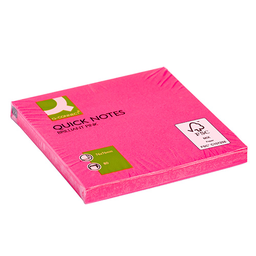 &#214;ntapad&#243;s jegyzett&#246;mb 76x76mm neon 6x80 lap Q-CONNECT neonpink