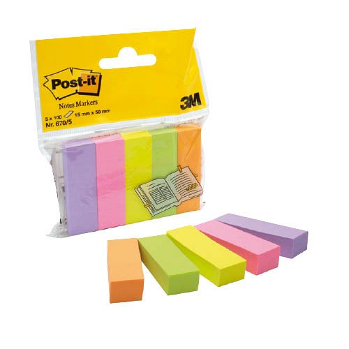 Post-it&#174; 670/5 jel&#246;lőlap 15x50mm 5x100 lap neon