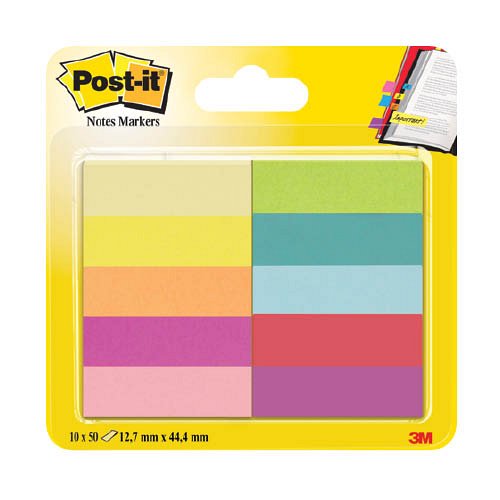 Post-it&#174; Jel&#246;lőlapok 12,7 x 44,4mm, 10 x 50 lap (neon sz&#237;nek)670-10AB-EU