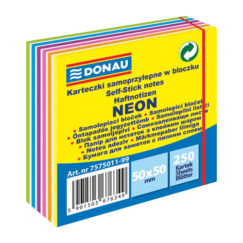 &#214;ntapad&#243;s jegyzett&#246;mb 50x50mm 250lap DONAU neon-pasztell
