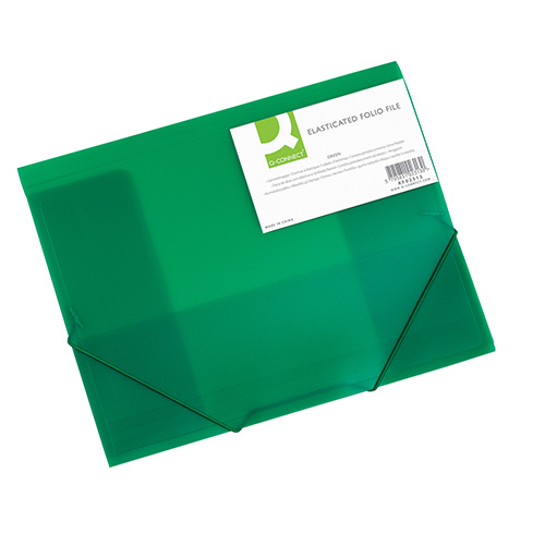 Iratgyűjtő gumis A/4 PP Q-CONNECT &#225;ttetsző z&#246;ld