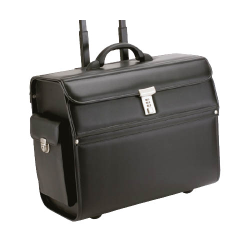 Pilot case „MONDO“  with roller, black, skin effect