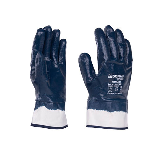 Kesztyű nitril-pamut 10-es méret fehér/sötétkék
