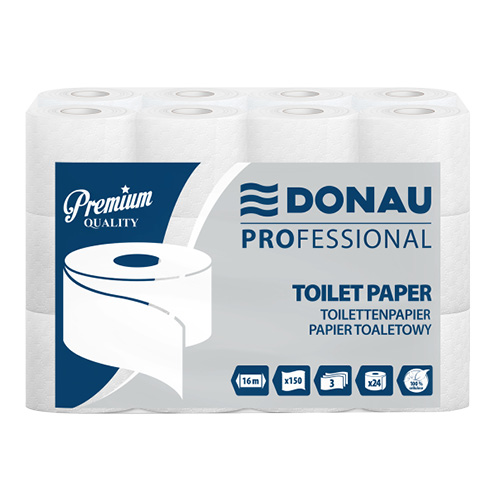 Toalettpapír  DONAU PROFESSIONAL 24 tekercses 3 rétegű 150 lapos 16m fehér