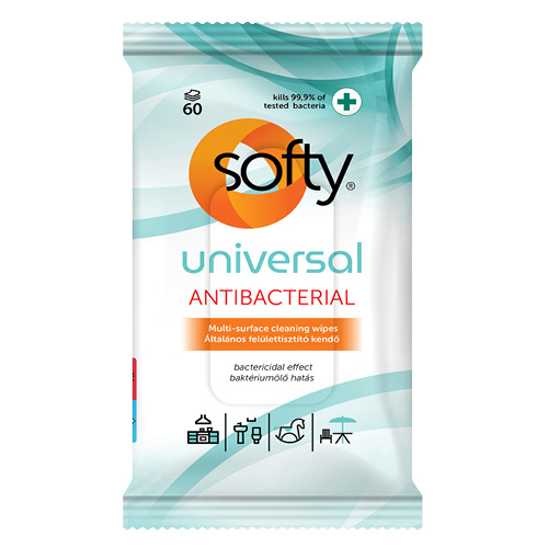 Törlőkendő nedves Softy Universal Antibakteriális Felülettisztító 60 lap