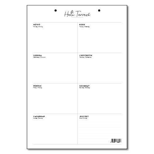 Tervezőnaptár heti Bianco T111-002