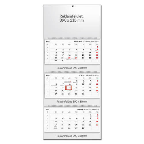 Képes speditőrnaptár T082 3 tömbös 3 havi spirálos üres fej