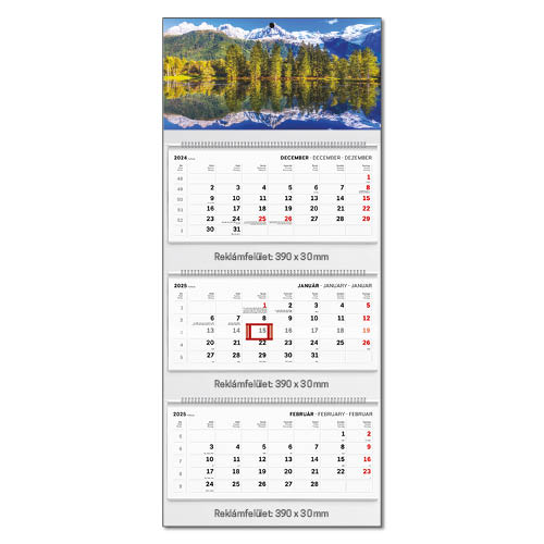 Képes speditőrnaptár T082 3 tömbös 3 havi spirálos Hegy