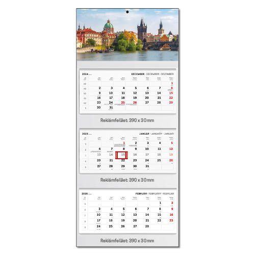 Képes speditőrnaptár T083 3 tömbös 3 havi tűzött Város