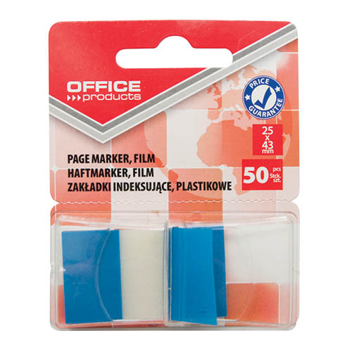 Öntapadós oldaljelölő PP 25x43mm 50címke OFFICE PRODUCTS kék