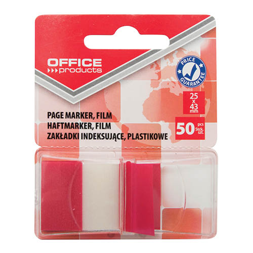 Öntapadós oldaljelölő PP 25x43mm 50címke OFFICE PRODUCTS piros