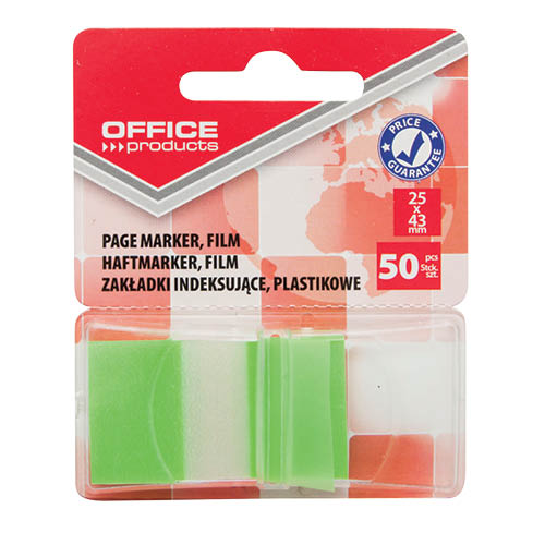 Öntapadós oldaljelölő PP 25x43mm 50címke OFFICE PRODUCTS zöld